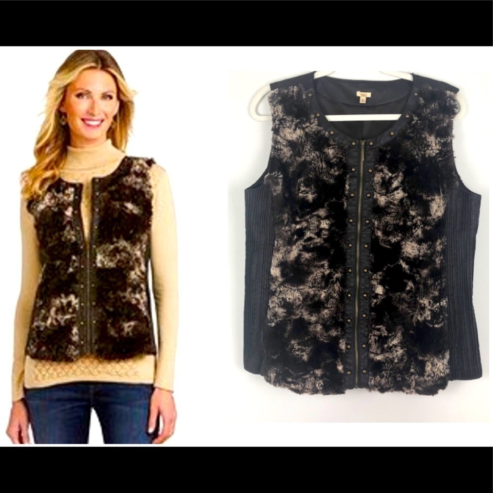 Bundle 3/$40 Reba Faux Fur-Leather Studded Vest.